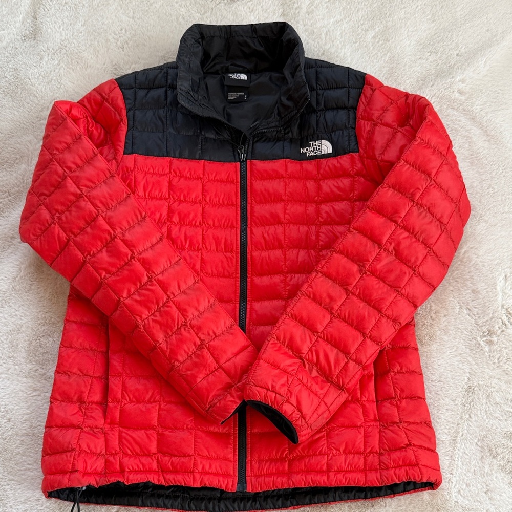 Red and black The North Face ThermoBall Eco insulated jacket. Size M
